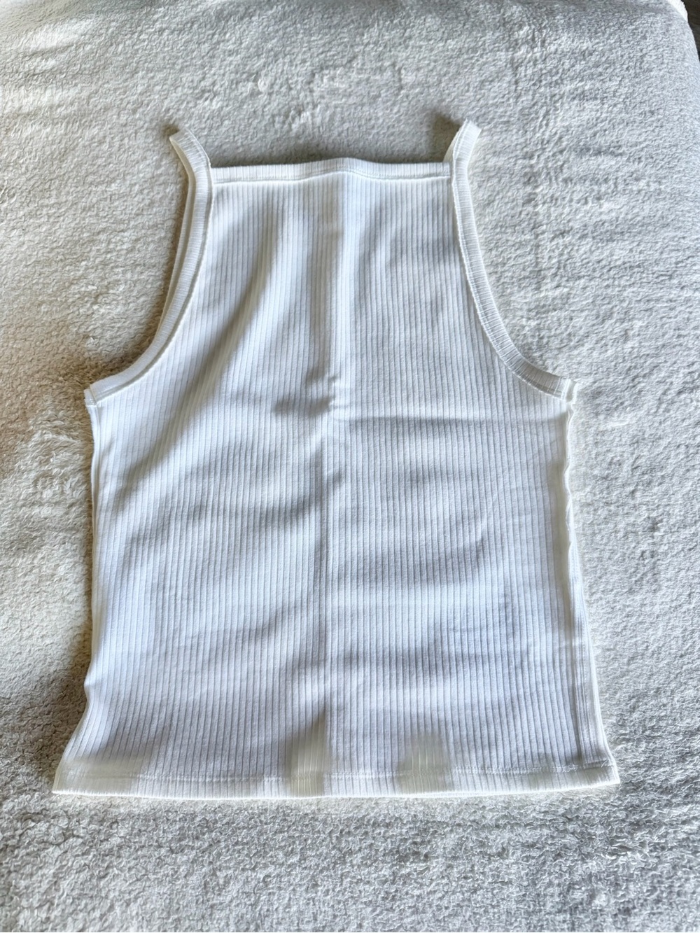We The Free Free People Mia Tank White Ribbed Square Neck Tank Top Small